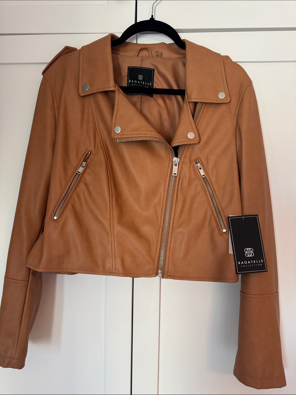 Bagatelle Cognac Leather Moto Jacket